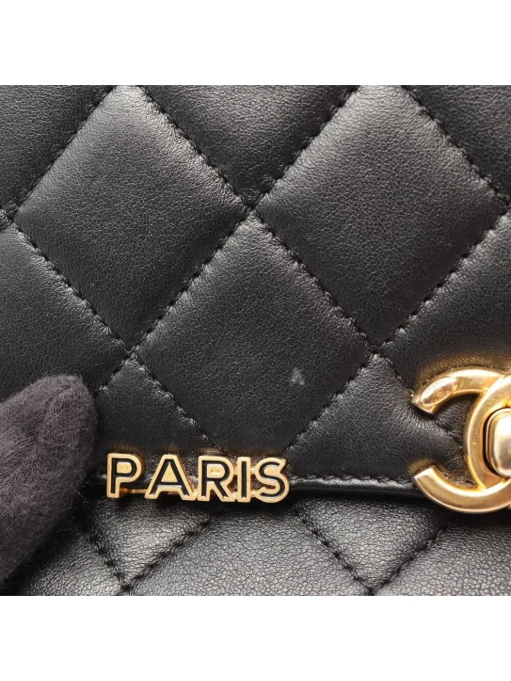 Chanel Shoulder Bag Mini Flap Quilted Black Leather